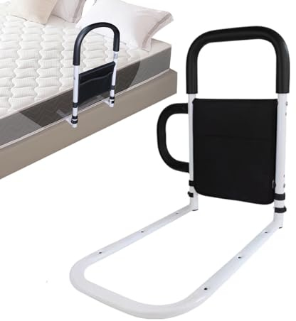 Barreaux De Lit pour Personnes Âgées,Poignée de Barre d'appui Anti-dérapante | Barres De Sécurité De Lit avec Poche De Rangement | Sécurité Adulte Senior Chambre Patient Maison De Retraite