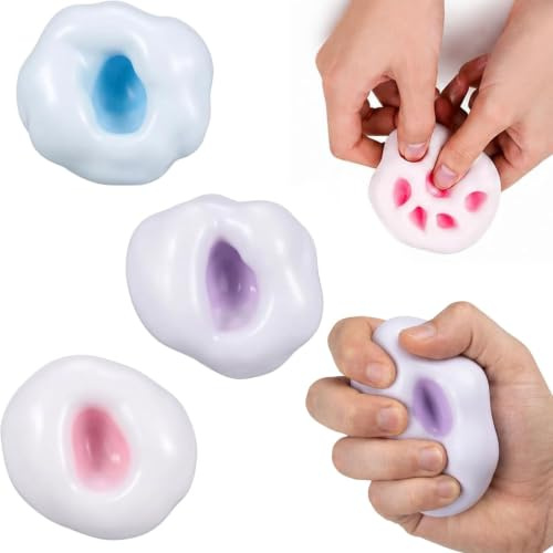 Glitter Stress Balls, Stress Ball Set for Office Workers and Students, Hand Therapy for Anxiety Relief and Focus Enhancement, Three Piece Pack with Assorted Colours