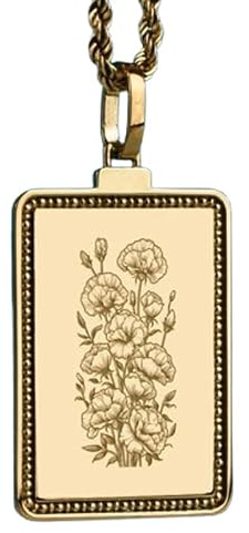 WORLD WIDE GEMS Sweet Pea Birthflower Engraving Pendant Necklace Made In 925 Sterling Silver Gold Plated Charm With 18 Cable Chain Handmade Jewelry For Men Women |WWS_EGP_00345