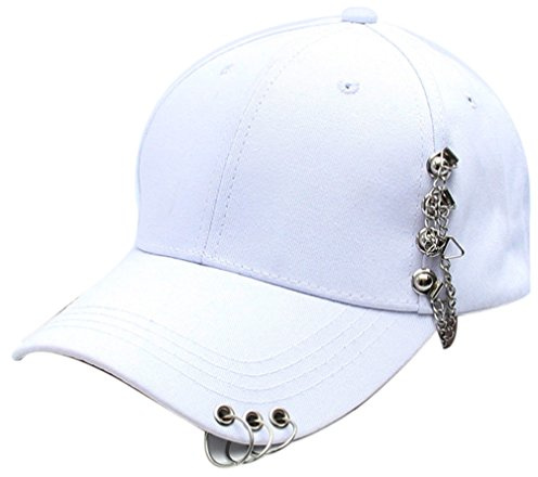 Belsen Damen Stift Ring Reifen Eisenkette Vintage Baseball Cap Trucker Hat (weiß)