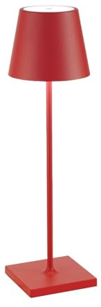 Zafferano, Poldina Pro Lampe, Kabellose, Wiederaufladbare Tischlampe mit Touch Control, Auch für den Außenbereich Geeignet, Dimmer, 2200-3000 K, Höhe 38 cm, Farbe Rot
