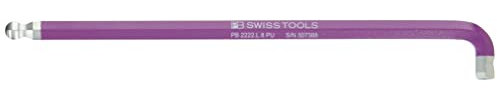 PB Swiss Tools 6-kant-Winkelschraubendreher 90° - 100° lang, mit Kugelkopf und kurzem Schenkel pulverbeschichtet, Sechskant: 8 mm