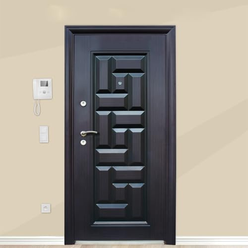 Porta Blindata 84x190 Design Semplice Moderno Portoncino Blindato Scuro Con Apertura Sia A Destra Che A Sinistra P1 (Apertura interna sinistra)