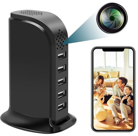 sakalaka 1080P HD WiFi Security Camera Mini Cameras with 5-Port USB Hub, Loop Recording, Motion Detection & Remote Viewing for Home and Office