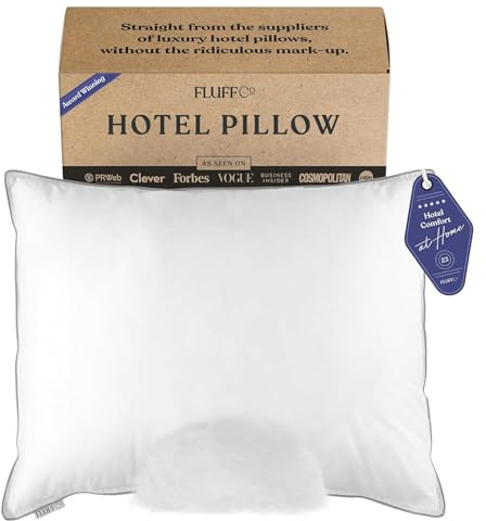 FluffCo Down Alternative King Pillow - Luxury Hotel Quality - Medium Firmness - 36 x 20 - White - Modern Style - Star Pattern - Machine Washable