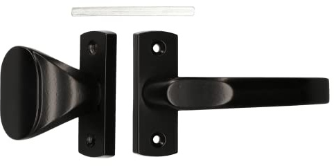 KOTARBAU® Juego de manilla y pomo para puerta, Manillas de puerta con placa corta, Manillas de aluminio ZnAl - negro, 2 Manetas, Manijas diseño clásico, Manilla con tirador pomo