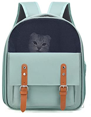 PETCUTE Kattryggsäck, andningsbar hundryggsäck med avtagbar matta, bärbar hundbärare för husdjur med inre rymningssäkert koppel, flygbolagsgodkänd husdjursbärryggsäck för resor och vandring