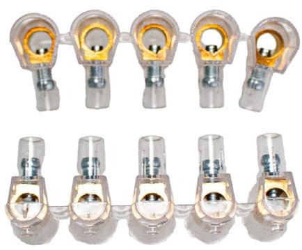 A2ZWORLD, Morsetti Unipolari 2 Stecche da 5 Pezzi, Trasparente Isolante Per Cavi Elettrici (Sezione 6 mm²)