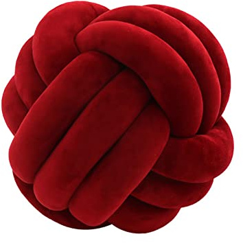 Cuscino a sfera di nodo, cuscino per palla annodata, cuscino per divano in morbido peluche, cuscino a fiocco intrecciato a mano, cuscino decorativo per divano, letto, 20 x 20 cm (Bordeaux)