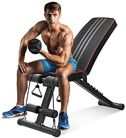 Hovoya Hantelbank Klappbar Verstellbar, Multifunktion Training Fitness Bank Bauchtrainer für zuhause 7 in 1 Fitnessbank für zu Hause oder im Fitnessstudio, Max. Gewichtsbelastung 300kg