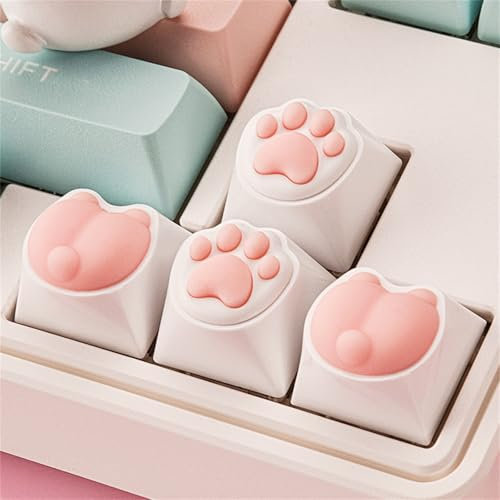Uixxducc Keycaps Layout Tastenkappen 4er Set Kawaii Deko Tastenkappe Silikon Custom Keycap für Mechanical Keyboard (B)