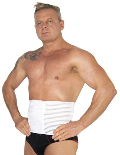 BODYPERFECT Fascia ernia ombelicale Pancera post operatoria Cintura post parto Elasticizzata A Strappo Altezza 20 Cm Made in Italy (Bianco, S)