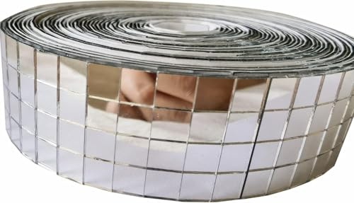 Silver självhäftande glasspegelmosaik, 2 400 st 5 x 5 mm spegelplattor för gör-det-själv discoboll, cowboyhatt, vas, flaska, inredning dekoration