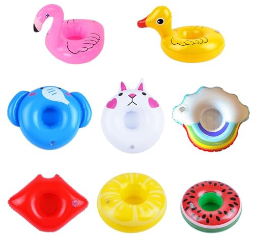 8 Pcs Pool Drink Cup, Inflatable Drinks Holder, Hot Tub Accessories Fun, Hot Tub Drinks Holder, Inflatable Flamingo, For Hot Tub Pool Inflatable Cup Coasters For Kids Family Pool Party