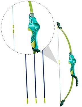 BESTonZON Jeu de Tir à l'arc Haute Résistance pour Garçon et Filles Arc Réglable en ABS Vert Flèches à Ventouse pour Divertissement Extérieur Sécurisé