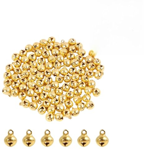Set De 100 Cascabeles De Cobre Dorado, Navidad 11 X 8 Mm, Cascabel con Enganche De 2 Mm, Decoración Y Manualidades, Jingle Bells, Cascabeles con Ganchos Pequeños Pulseras de para niños