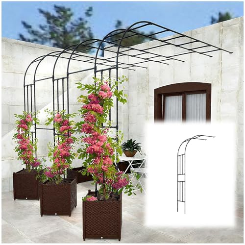 Treillis d'arche de jardin en métal robuste pour plantes grimpantes, tonnelle de rose, design demi-arc, hauteur réglable de 0,6 à 3 m, décoration de terrasse élégante (l x H 1,8 x 2,7 m)
