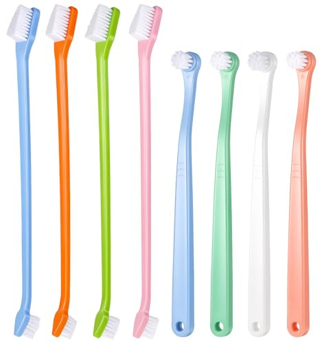 HJZHII 8Pcs Dog Small Cat Toothbrush Set Dual Headed Pet Tooth Brushes | Mini Head Soft Dog Cat Tooth Brush for Small to Large Dogs Cats and Most Pets Teeth Brush