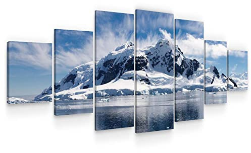 Startonight Enorma Väggkonst På Canvas - Vita Bergen Och Sjön Stor Inramad Uppsättning På 7 100 Cm X 240 Cm