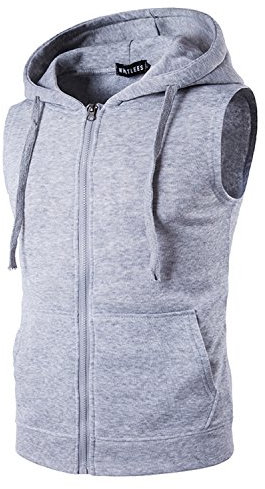 YCHENG Herren Sport Freizeit Kapuzensweatshirt mit Reißverschluss Shirts Weste, L, Grau 2