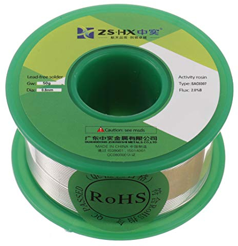 ZSHX Alambre de soldadura sin plomo (Sn99-Ag0.3-Cu0.7) Soldadura Estaño Alambre 99% - Plata 0.3% -Cobre 0.7% Alambre de soldadura de núcleo de resina para soldadura eléctrica (0.8mm 50g)