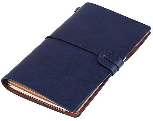 Classic Travel Notebook PU Leather Personalized Journal Diary Refillable Notepad Office School Supplies Office Supplies for Men Women 5 Colors Optional(Dark Blue) Office Supplies
