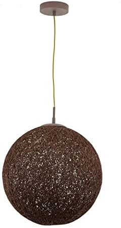Licht-Erlebnisse Wohnliche Hängelampe TADANO Braun rund Geflecht Ø39cm Modern Kugel Lampe Esszimmer Wohnzimmer