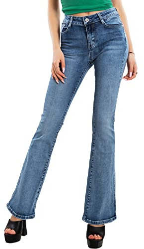 Toocool Jeans Mujer Pantalones Skinny Push Up Pata de Elefante Campana Vaqueros Elásticos Curvy Fit XM-986 [XL, Vi-5113 Azul]
