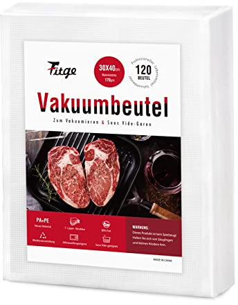 Fitge 120 Sachets Sac sous Vide Alimentaire, Sac sous Vide Gaufré 30x40 cm pour Machine sous Vide,Peut être Congelé et Cuit à Haute Température, Sans BPA, Certifiés de Qualité Alimentaire