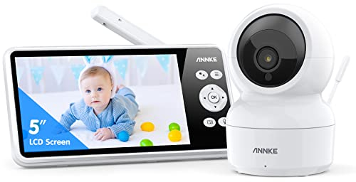 ANNKE Tivona Babyphone mit Kamera 720P 5 Display, 1080p Kamera mit Nachtsicht, 2-Wege-Audio, Remote Pan Tilt Zoom, Intelligente Temperatur, Schlaflieder, 1000ft große Reichweite, kein WLAN/App