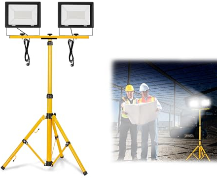 YRHome Lot de 2 projecteurs de chantier LED 100 W Blanc froid avec trépied Projecteur de chantier Projecteur LED Projecteur Projecteur de travail Projecteur Projecteur LED Projecteur Projecteur de