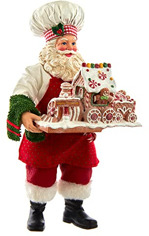 Kurt Adler Père Noël en Tissu avec Train en Pain d'épices 28 cm
