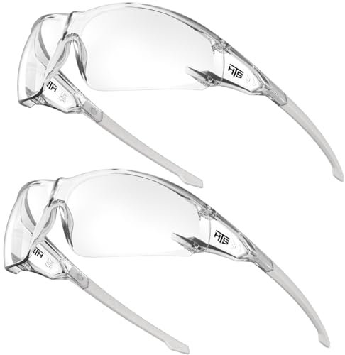 HTS HUNTERSKY S239 Pack de 2 lunettes de sécurité transparentes, petites, pour femmes et jeunes, protégeant les yeux du vent et de la poussière. Parfaites pour le vélo, le cyclisme et la course.