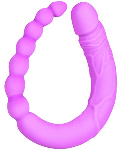 SXOVO 48cm Doppeldildo Realistischer Dildo, Silikon Double Analdildo Doppel Penis Doppelseitige lesbische Anal G-Punkt-Stimulator Masturbator Analplug Analkugeln Sexspielzeug für Frauen Männer Paare