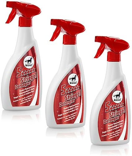 RL24 leovet - 5-Sterne Striegel | Mähnenspray für Pferde | Schweifspray für Glanz & leichte Kämmbarkeit | stoppt Juckreiz & trockene Haut | Schutz vor Schmutz | 3 x 550 ml Sprühflasche (3er Set)