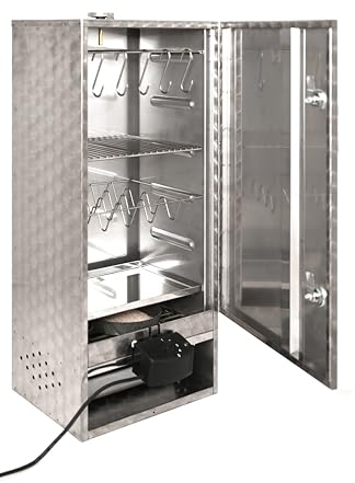 Peetz Räucherofen/Smoker/Räucherschrank rostfrei aus Edelstahl mit marmorierter Oberfläche/Maße: 85 x 39 x 28 cm/doppelwandig, hochwertige Verarbeitung - 630095EKM PRSet2-23