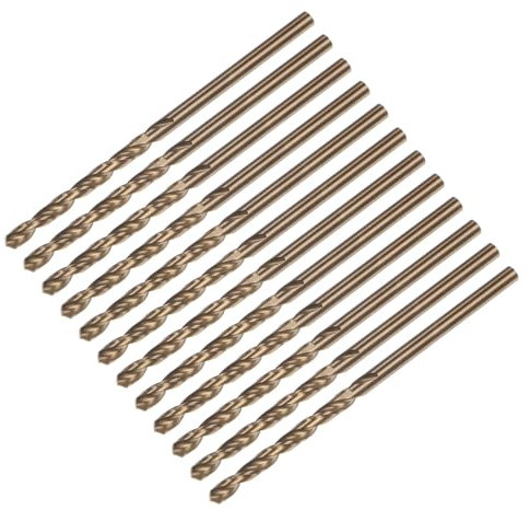 QUARKZMAN 12pz Punte Elicoidali 2,5mm Acciaio ad Alta Velocità (Hss) Rivestite Titanio Dorato 4341 Punte Trapano Elicoidali a Punto Diviso 135 Gradi per Acciaio Inox Metallo Plastica Legno