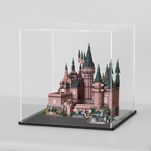 SVENJBB Acryl-Vitrine, 30,5 x 25,4 x 30,5 cm, würfelförmige Acryl-Boxen für Display, transparente Vitrinen mit mattschwarzem Boden und Deckel, für Sammlerstücke und Bastelarbeiten, Haus-Set