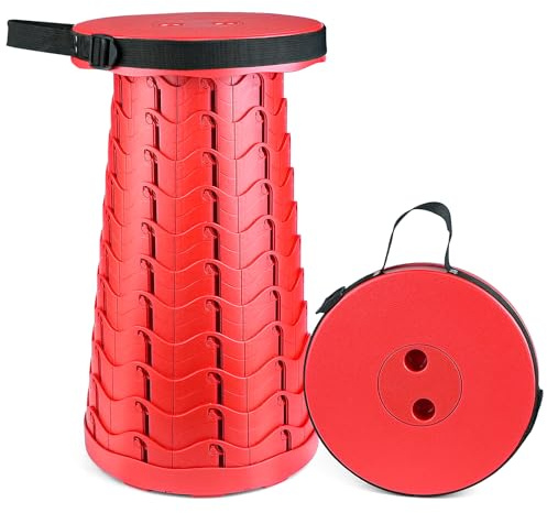 Hesanzol Sgabello telescopico portatile, pieghevole e retrattile, per campeggio, giardino, pesca, escursionismo, viaggi, barbecue, sgabelli pieghevoli regolabili, carico massimo 181,4 kg