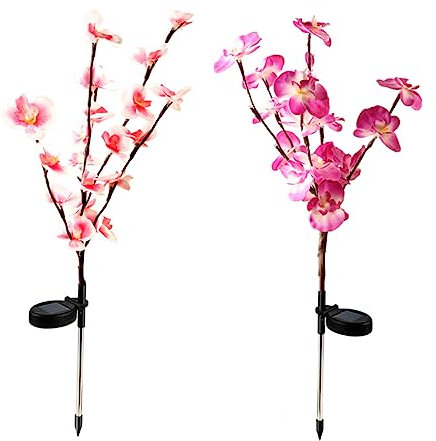 POPETPOP Lámpara Solar De Orquídeas Shpae Luz Solar Para Jardín Luz Enchufe De Tierra 2 Uds
