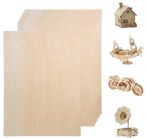 7 Stück A4 Sperrholzplatte 3mm, 300 x 200 mm Bastelholz zum Basteln Lindenholz Sperrholz Dünne Holzplatten für Malen Brandmalerei Laserschnitt Bastelarbeiten Deko