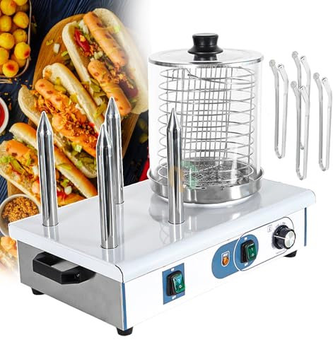 forplubossmmp Olla para Parrilla De Salchichas para Hacer Perritos Calientes | Vaporizador Eléctrico Comercial para Perritos Calientes | Parrillas De Contacto | Vaporizadores De Alimentos,4-Stick