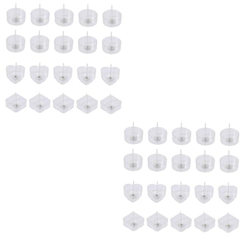 SEWACC 40pezzi Porta Candela Tealight Trasparente Per Fai Da Te Con Stoppini Per Creazione Di Candele Cupole Rotonde Quadrate e Forma Di Cuore Per Eventi Speciali e Cerimonie