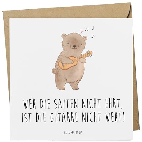 Mr. & Mrs. Panda Geburtstagskarte Gitarre Wert - Geschenk, Gitarrist, Instrument, quadratische karte, Stimmgabel, Musik, Akustik, Klappkarte, Musikfans, Zubehör, Elektrisch, Glückwunschkarte