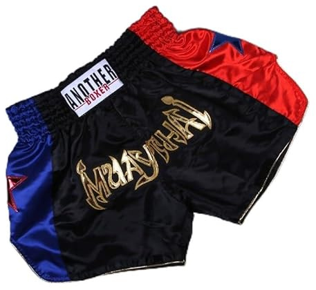 Anotherboxer Unisexe Muay Thai Short Parfait pour MMA Kickboxing Combat Matière Respirant (M Noir)
