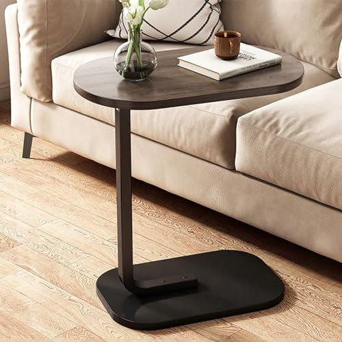 Tavolino moderno a forma di C con base in metallo per divano, tavolo da spuntino in camera da letto e soggiorno, tavolino piccolo (45,7 x 30,5 x 61 cm)