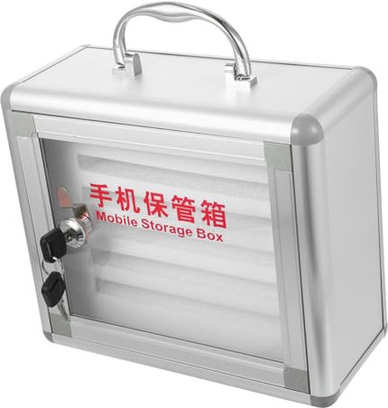 NUOBESTY Gabinete de Almacenamiento de Teléfono de Aleación de Aluminio Eva con 6 Compartimentos Caja de Seguridad con Cerradura para El Aula