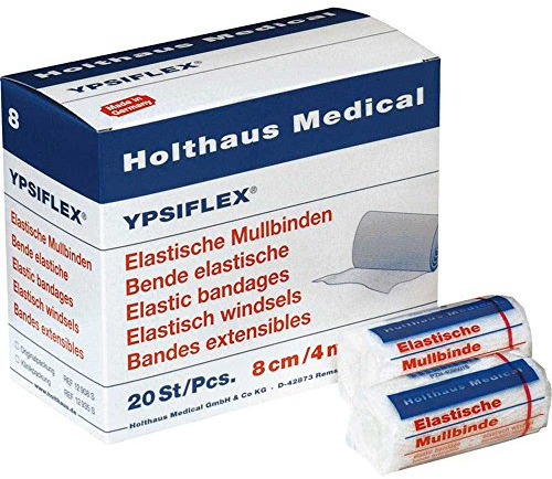Holthaus Medical elastische Mullbinde YPSIFLEX®, Fixierbinde, Verband, Binde, gekreppt, 8cmx4m, 20St