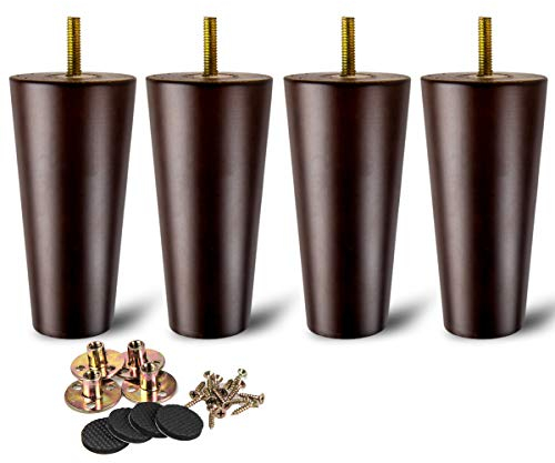 La Vane,Patas de madera para muebles, juego de 4 patas de madera maciza de nogal cónica M8 para muebles, silla, sofá otomano