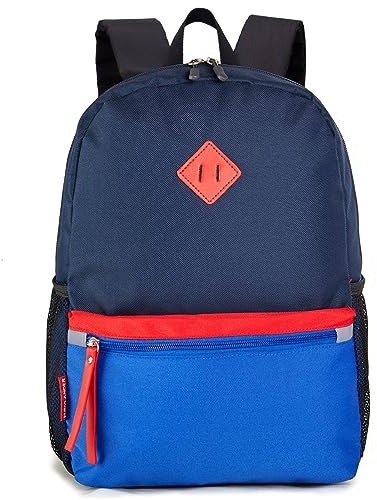 HawLander Little Kids Backpack, Toddler School Bag for Boys Aged 3 4 5 6 7 Years, with Chest Strap, Navy Blue